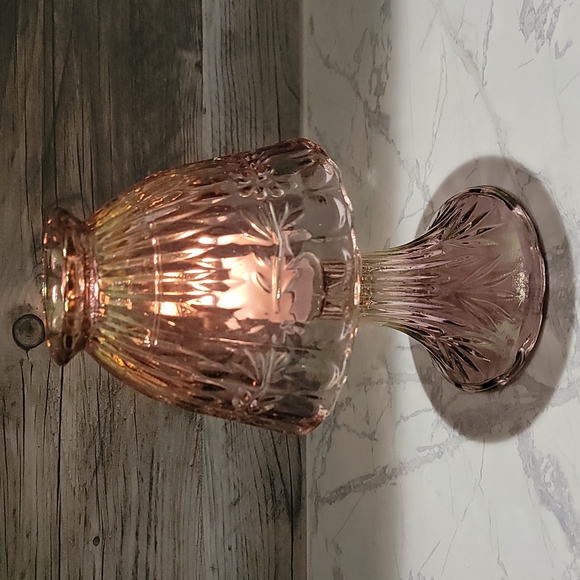 Send Me Offers! Vintage Pink Purple Gold Iridescent Glass Fairy Lamp 3 PC Set - Picture 8 of 11